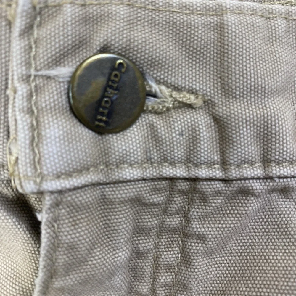 VTG Carhartt Shorts Men Sz 42 Beige Carpenter Cotton Rugged Canvas Work Short
